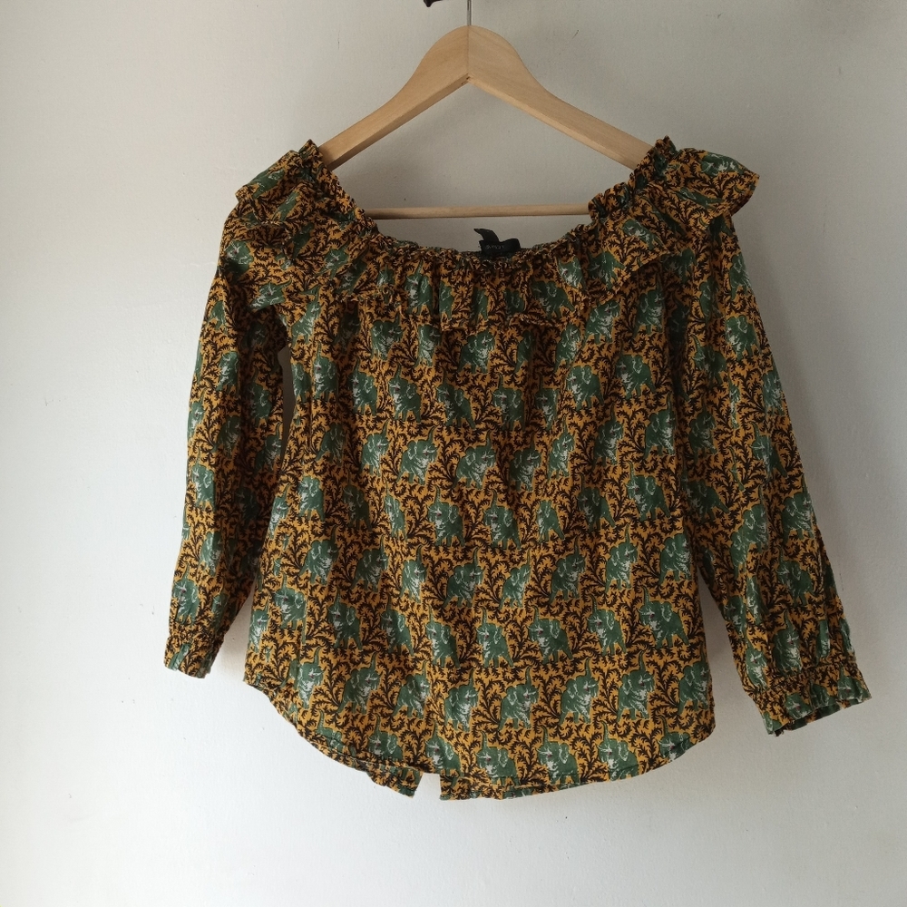 J.Crew 4 Elephant Print Ratti Top - Picture 4 of 13